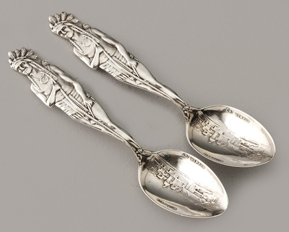 Full Figural Indian Sterling Silver Souvenir Spoons (Pair) - Mudlavia, Kramer